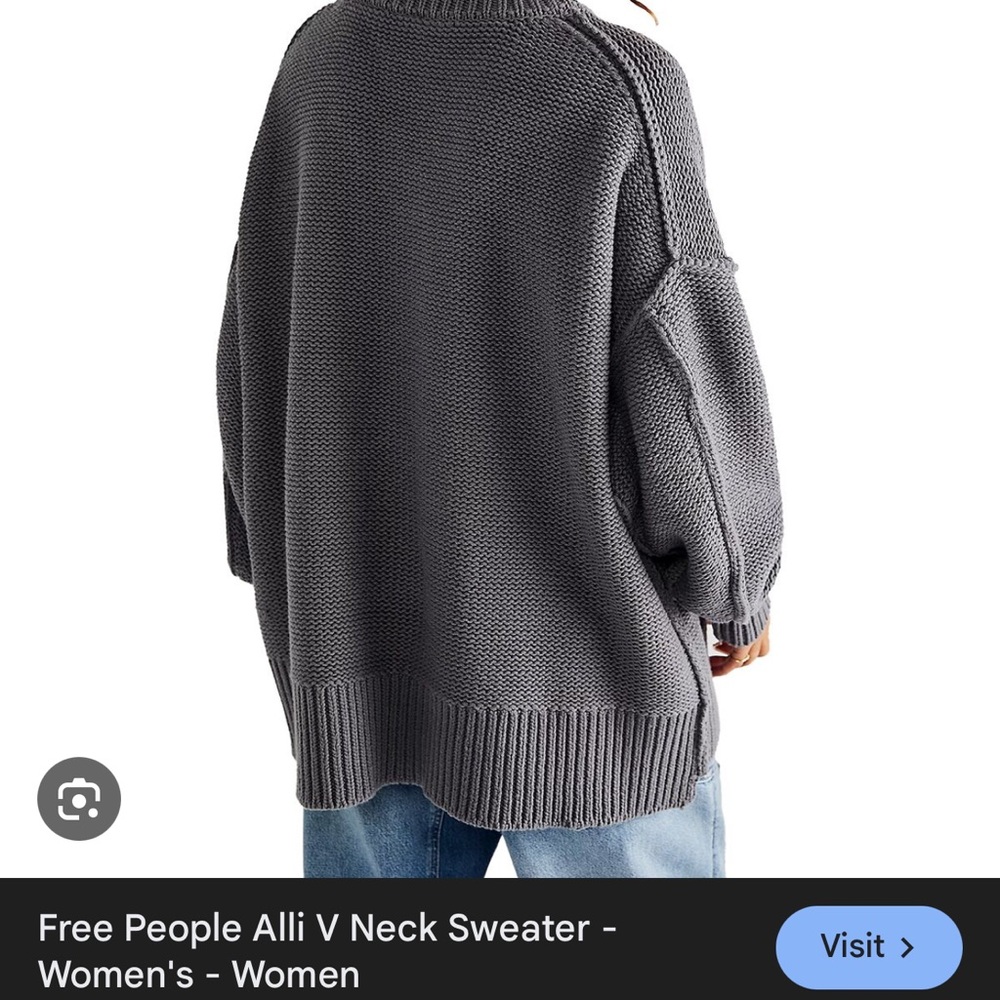 Free People Gray V Neck Sweater for Women